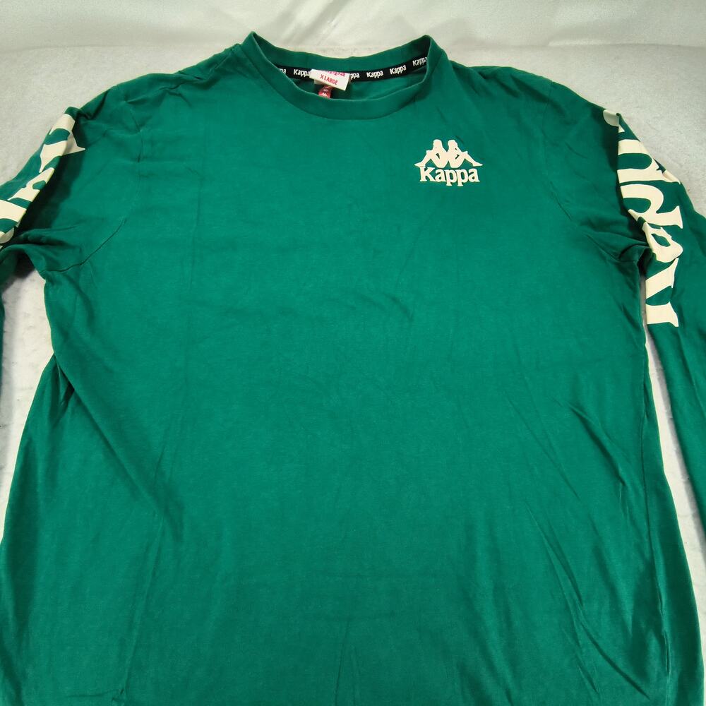Kappa Graphic Long Sleeve Crew Neck T-Shirt Mens Size Extra Large XL Green